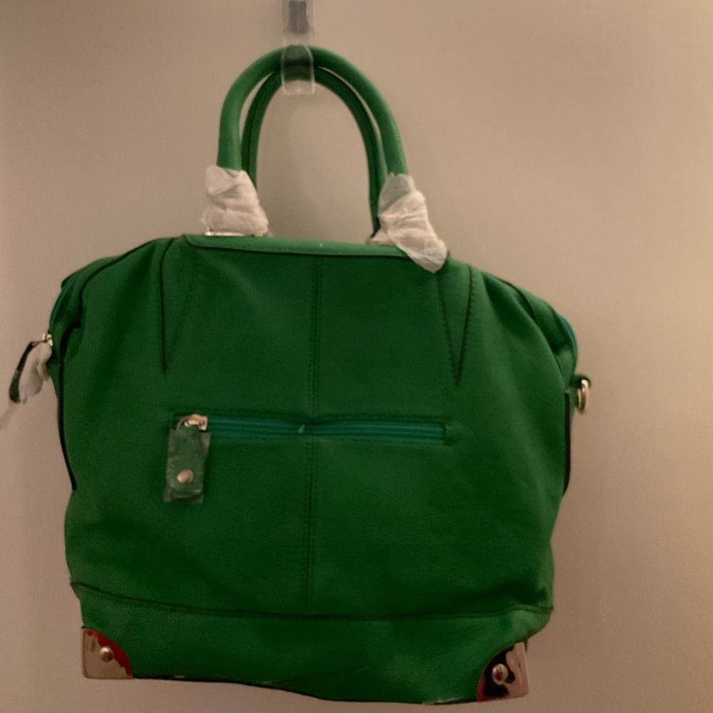Green gold trim satchel